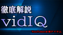徹底解説vidIQと書かれており。画像右下にYouTuber必須アイテムと記載されている。